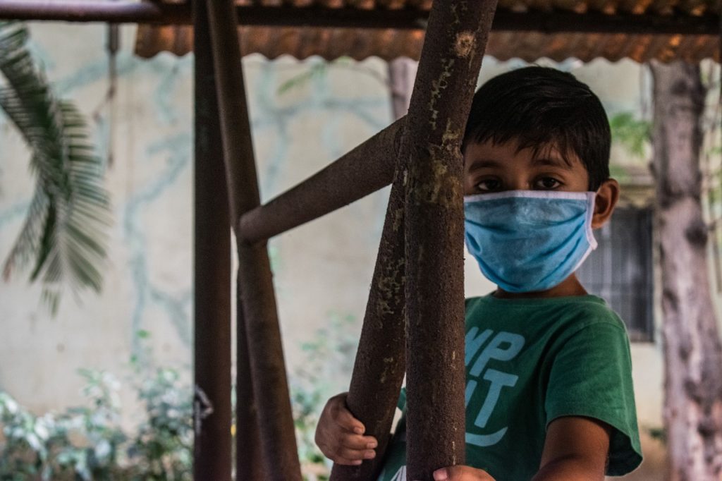 Child with mask